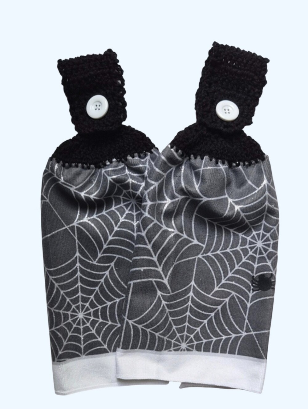 Halloween Spider Web Handmade Crocheted Top Dish Towel Set of 2